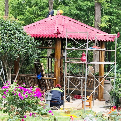 園林景觀工程 庭院花架葡萄架 防腐木六角涼亭 木屋定制